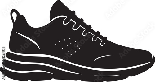 Sporty Urban Running Shoe Silhouette Vector Illustration for Active Streetwear Designs