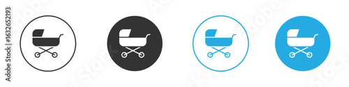 Baby carriage icon in editable flat vector in black and white