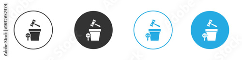 Auction icon in editable flat vector in black and white