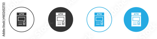 Atm icon in editable flat vector in black and white