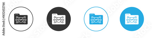 API icon in editable flat vector in black and white