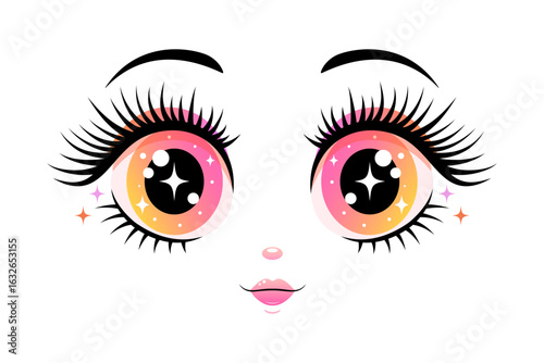 Cute and sparkly anime style doll face