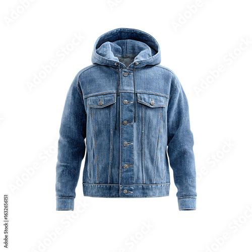 Hooded Denim Jacket Mockup