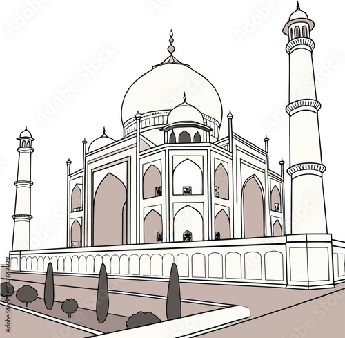 vector illustration of taj mahal agra india