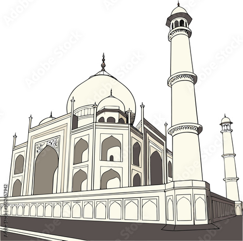 vector illustration of taj mahal agra india