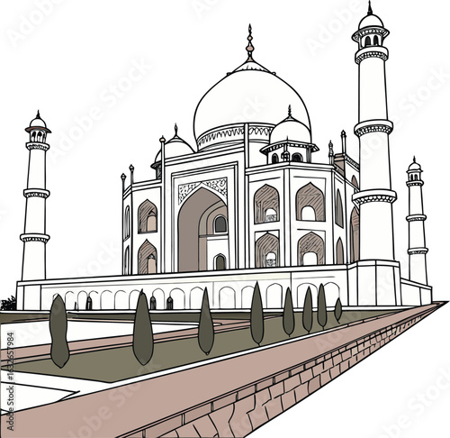 vector illustration of taj mahal agra india