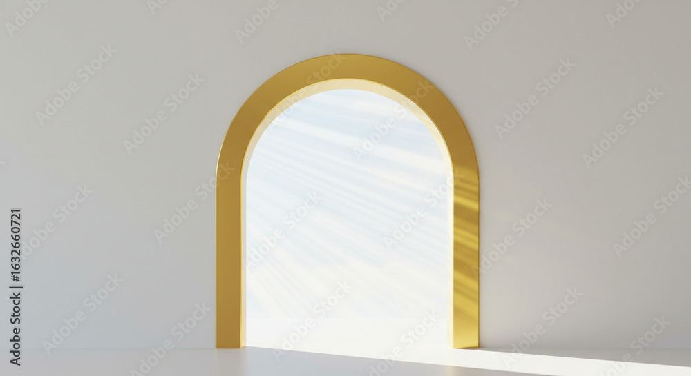 Fototapeta premium Minimalist archway casting light in bright, empty interior space 