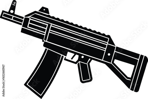 Modern assault rifle with magazine silhouette vector illustration eps