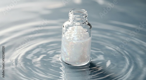Small glass bottle with white powder