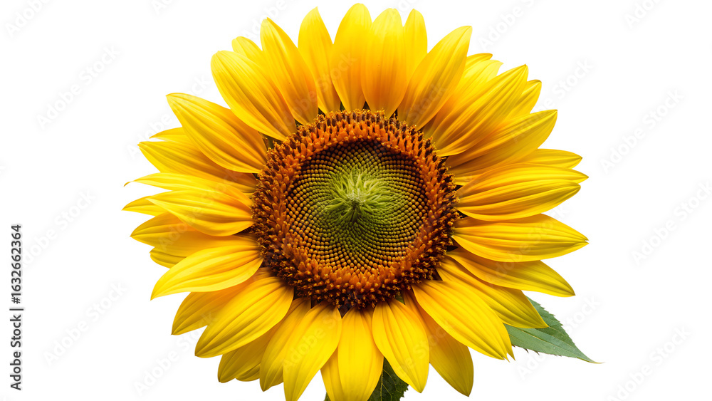 Fototapeta premium A vibrant yellow sunflower in full bloom, isolated on transparent background