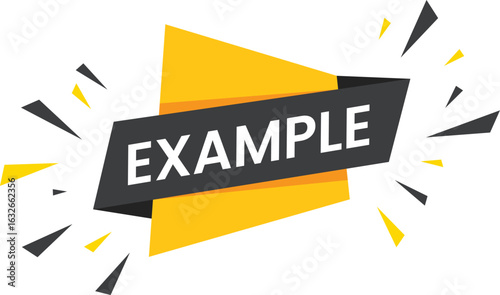 Example banner with abstract geometric shape, modern label tag template, creative graphic design for notice message icon concept for web and print use