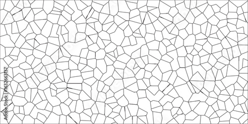 Stained-Glass Background with black lines and Voronoi diagram background. Stained Glass Windows The Magical Interplay. Complex Digital Fractal Pattern and Interwoven Algorithmic Details