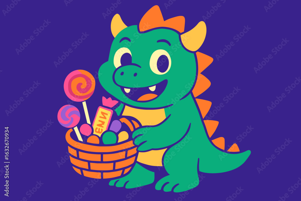 Obraz premium Vector illustration of a cute monster costume for halloween kids' party designs