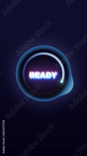 Futuristic loading animation template in a ring with a glowing indicator. Dynamic animation of neon signs 