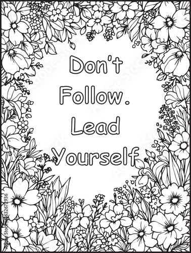 Daily motivation coloring page: Printable floral pattern: Encouraging affirmation to color