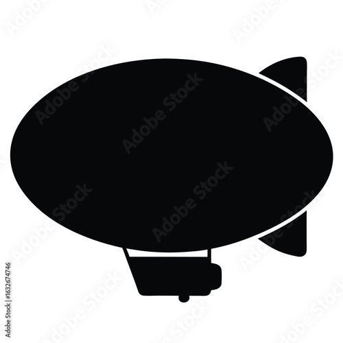 Airship zeppelin blimp vector illustration, vintage dirigible transportation, flying machine icon