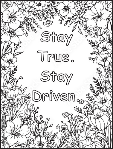 Daily motivation coloring page: Printable floral pattern: Encouraging words to color