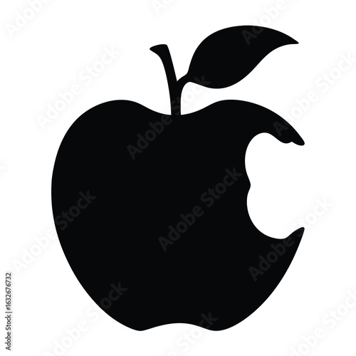 Download high quality black apple icon vector illustration with bite mark for free use design needs