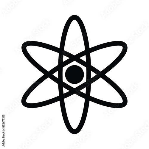 Atom symbol science icon physics chemistry model structure nuclear energy education vector