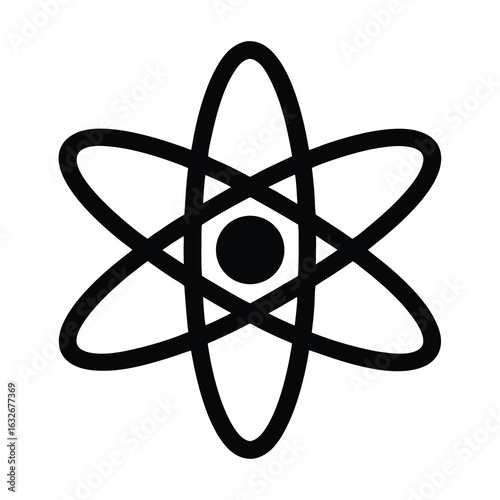 Atom symbol science icon physics chemistry model structure electron nuclear energy sign vector