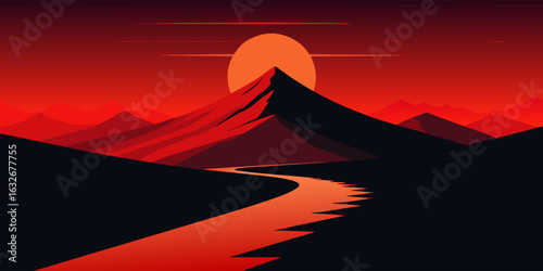 Striking high contrast banner design featuring a bold dynamic gradient transition from deep red to intense black perfect for impactful advertising and modern branding