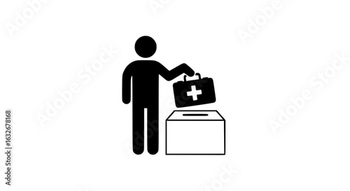 A person donates a first aid kit black