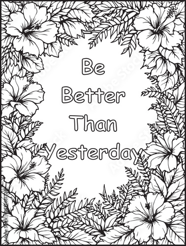 Motivational floral coloring page: Printable Affirmation to color: Empowering saying for kids and adults