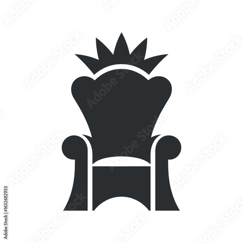 Elegant Royal Throne with Crown Vector Illustration, Symbol of Power, Authority, and Leadership on White Background