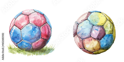 soccer ball watercolor vector illustration