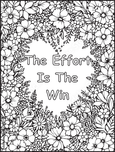 Motivational floral coloring page: Printable Affirmation to color: Positive words for kids and adults
