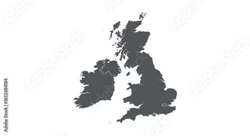Detailed silhouette map of the united kingdom and ireland showing coastlines and islands. vector design. Silhouette vector design illustration
