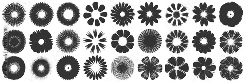 set of Unique beautiful  flowers silhouette stocke vector designs.