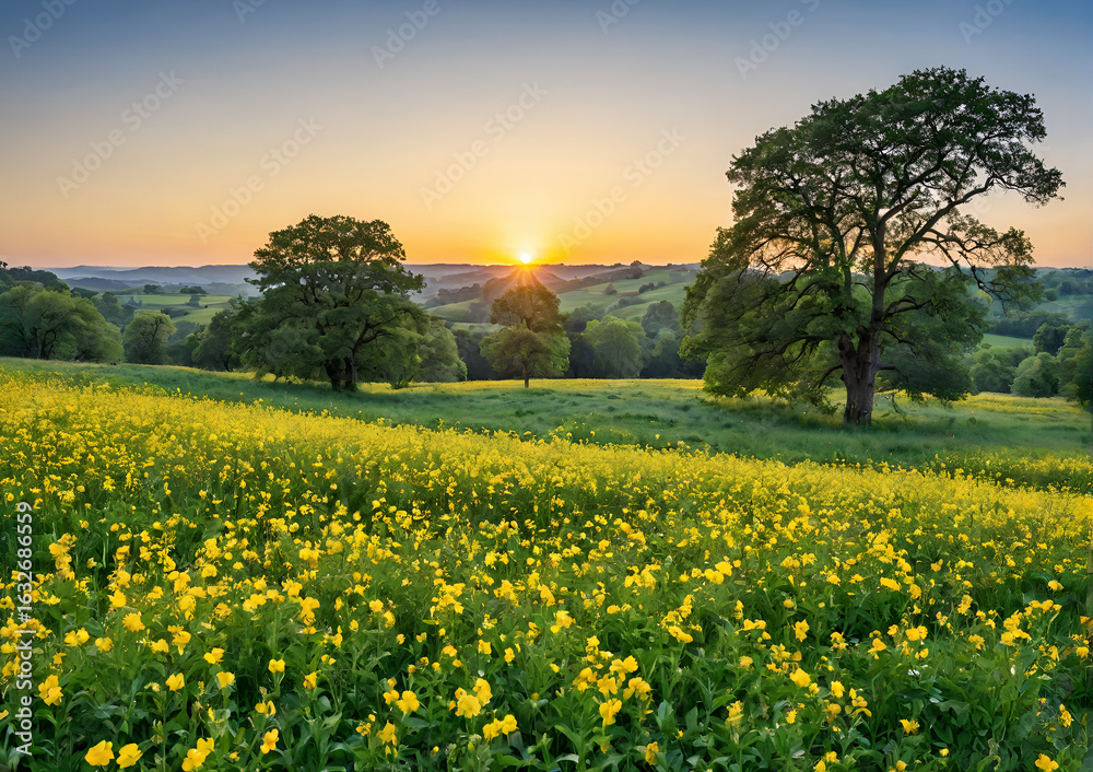 Obraz premium sunset in the field