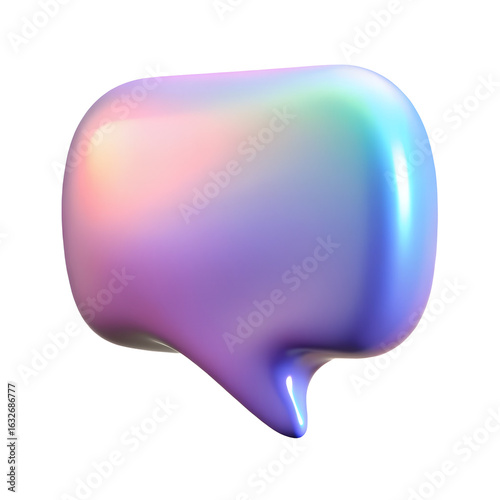 3d pastel gradient speech bubble isolated on transparent background