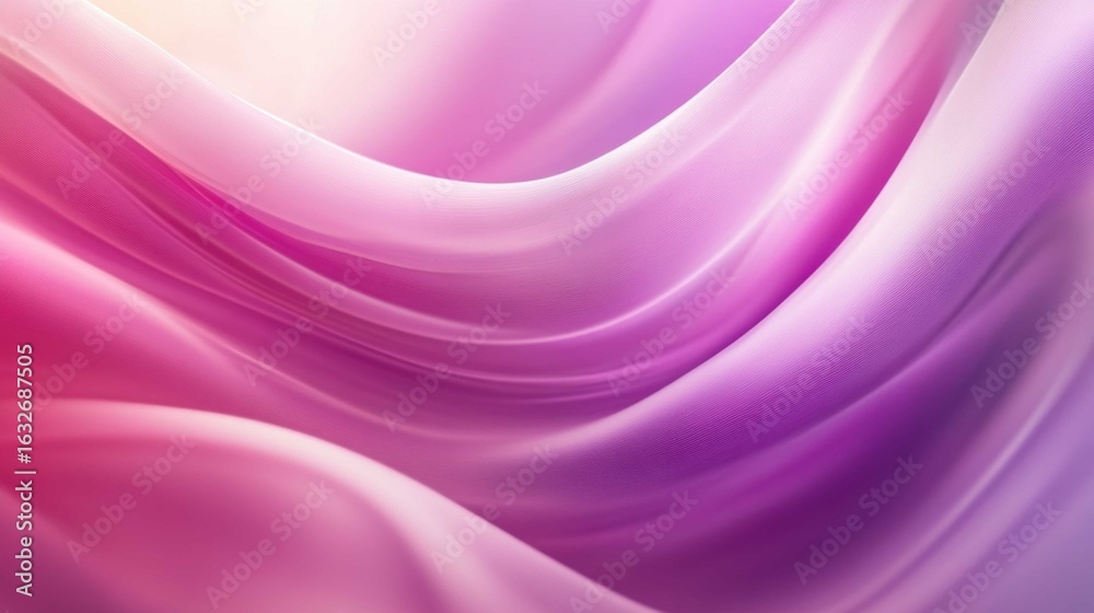 Fototapeta premium Abstract flowing fabric in soft pink and purple hues, creating a serene background