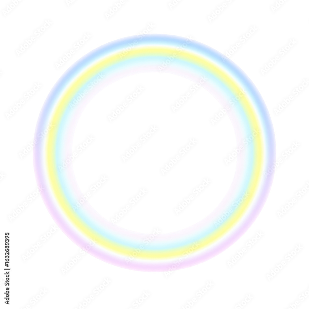 Obraz premium Colorful Pastel Rainbow Circle with Soft Gradient Neon Effect on White Background for Design, Illustration, Art, and Creative Projects