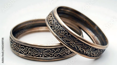 Exquisite Decorative Metal Napkin Rings Adorned with Intricate Floral Engravings
