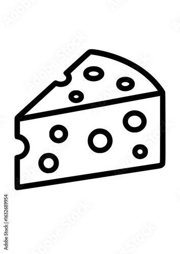 slice of a cheese in black isolated in white background