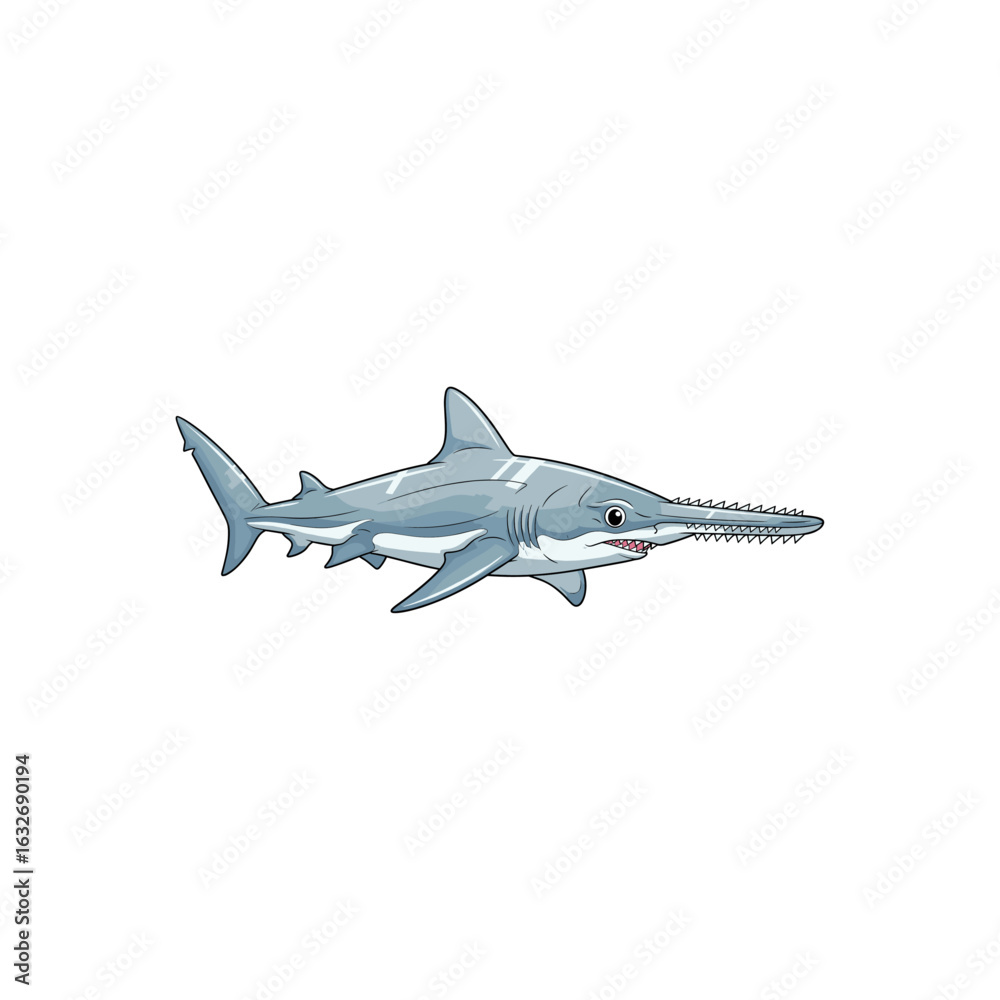 Fototapeta premium Japanese Sawshark icon logo flat vector design