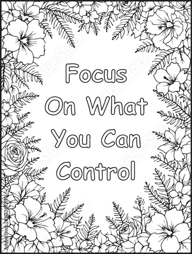 Growth Mindset Coloring Page: Printable floral pattern: Empowering saying to color
