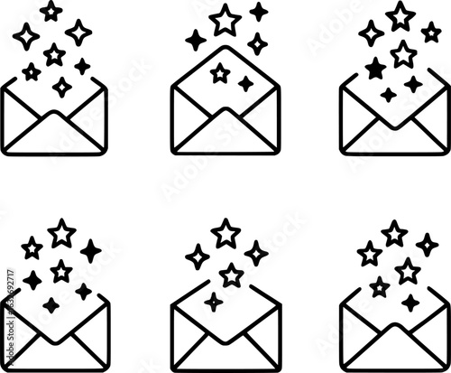 Envelope Releasing Magic Stars Icon Collection