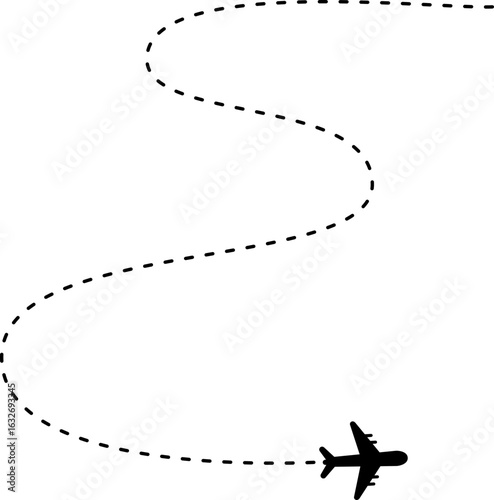 Same as "plane air route tourism travel dashed line curve shape direction.svg" but rephrased for better searchability.