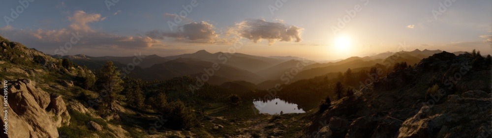 Fototapeta premium 360° hdr sunset landscape panorama