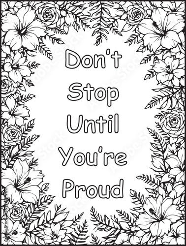 Growth Mindset Coloring Page: Printable floral pattern: Empowering quote to color