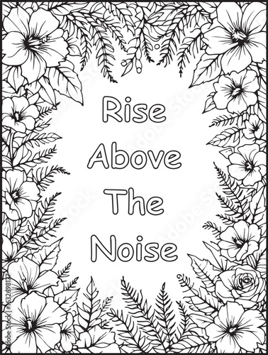 Growth Mindset Coloring Page: Printable floral pattern: Uplifting quote to color