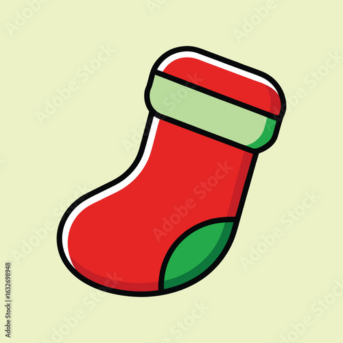 Festive Christmas stocking with red and green accents on light background