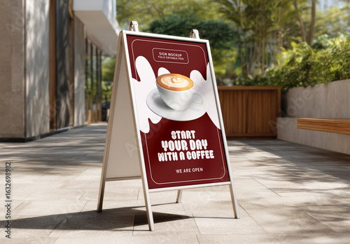 Outdoor Shop Sign Mockup on Urban Sidewalk