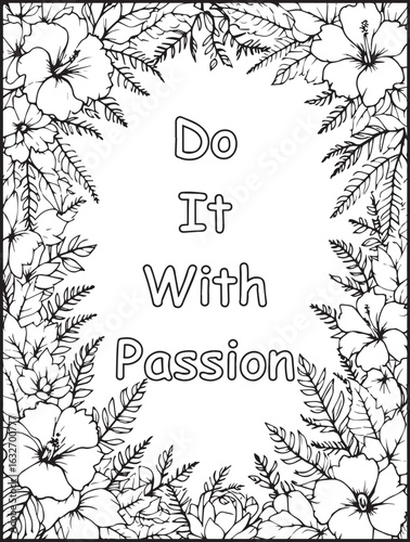 Floral coloring page for kids and adults: Printable empowering affirmation to color