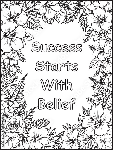 Floral coloring page for kids and adults: Printable Uplifting affirmation to color