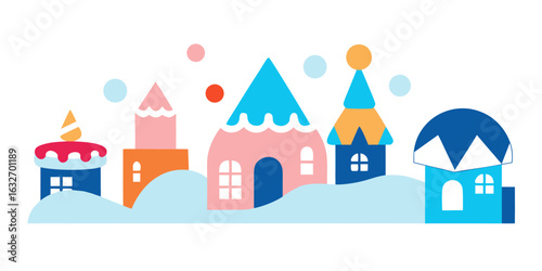 birthday snow village party whimsical scene